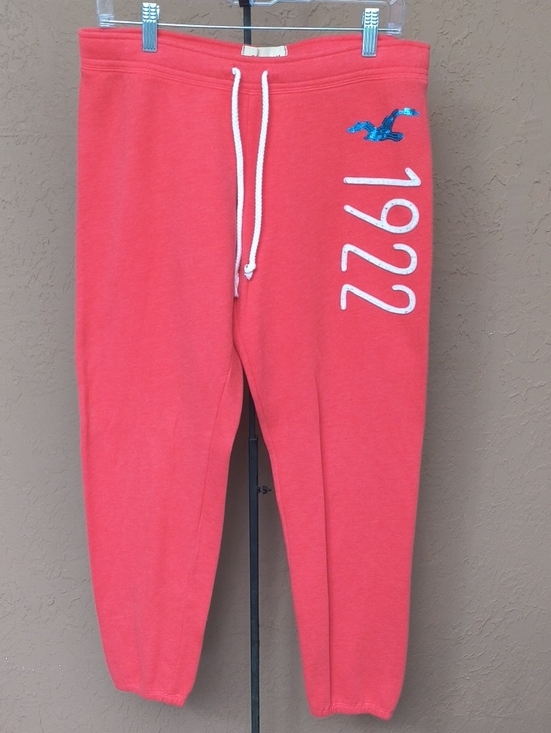 Hollister Pants - Hollister Women's Y2K Coral Jogger 1922 Sweatpants Sequin Logo Size M